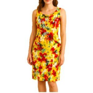 NEW Madison Sleeveless Cotton Lined Sheath Dress Fitted Office Vibrant Resort 12